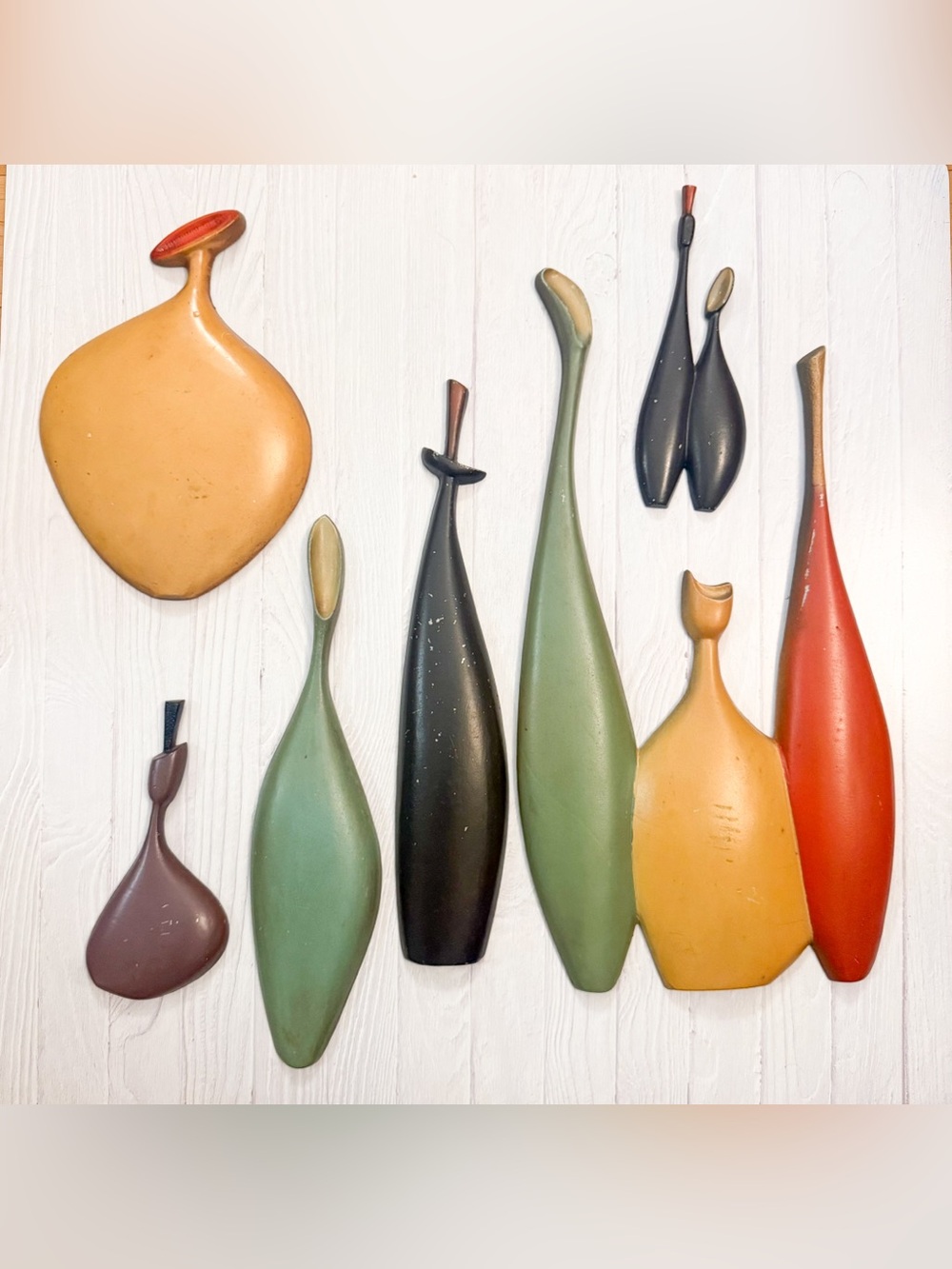 Vintage SET OF 6 MCM 1960s Mid Century Sexton Metal Sculpture Wall Art